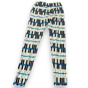 LuLaRoe Leggings ONE SIZE Blue White Black Piano Keys